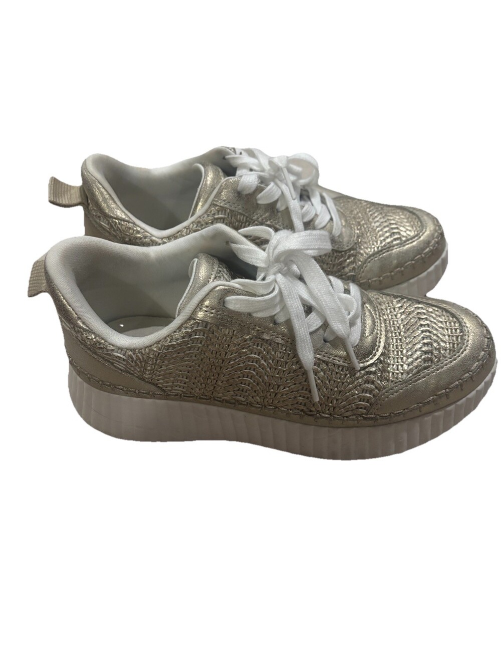 Universal Thread Gold Metallic Lace Up Lightweight Women's Sneakers - Picture 2 of 5